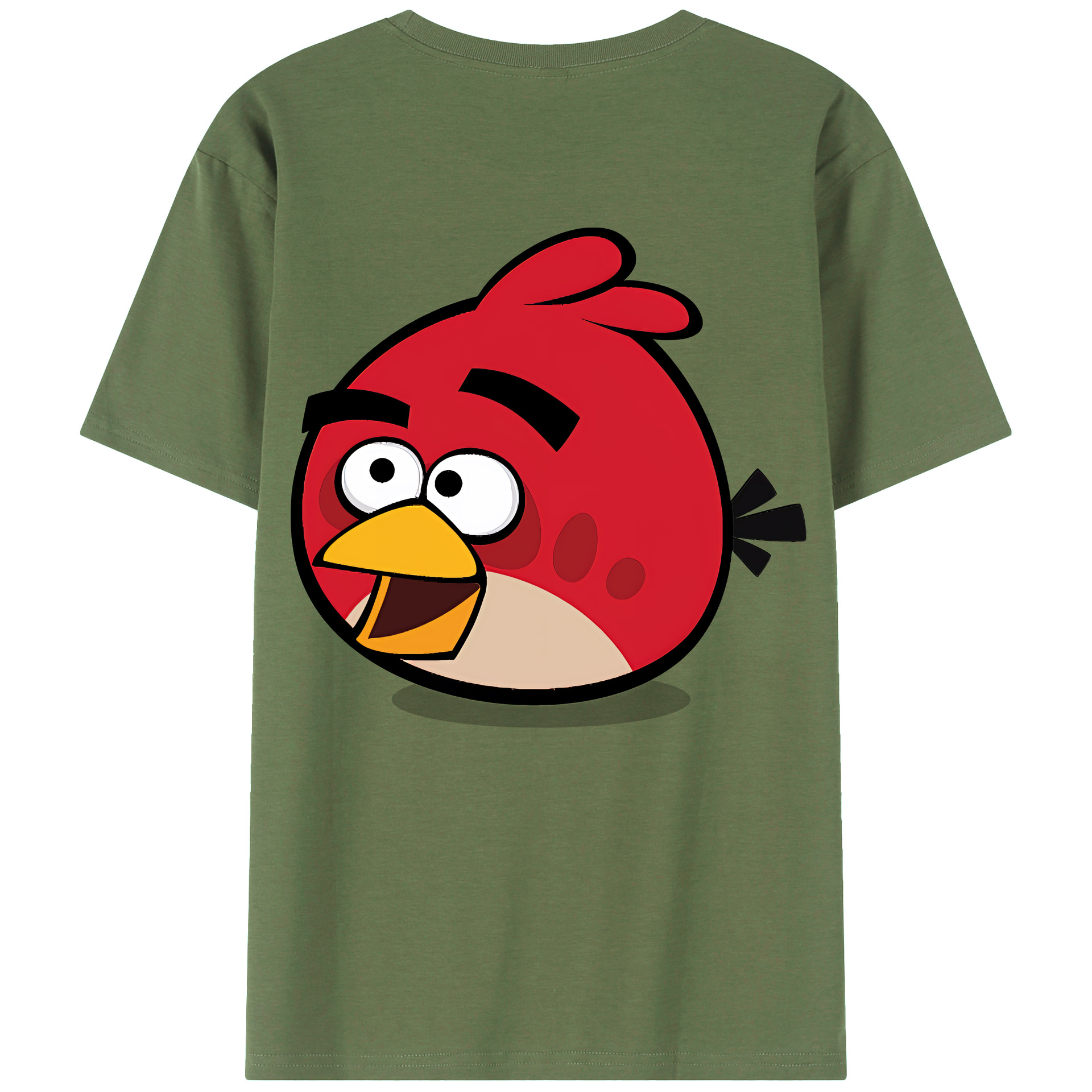 （画像用） Angry Birds アングリーバード 綿100％ メンズ半袖Tシャツ（バックプリント） 通気性